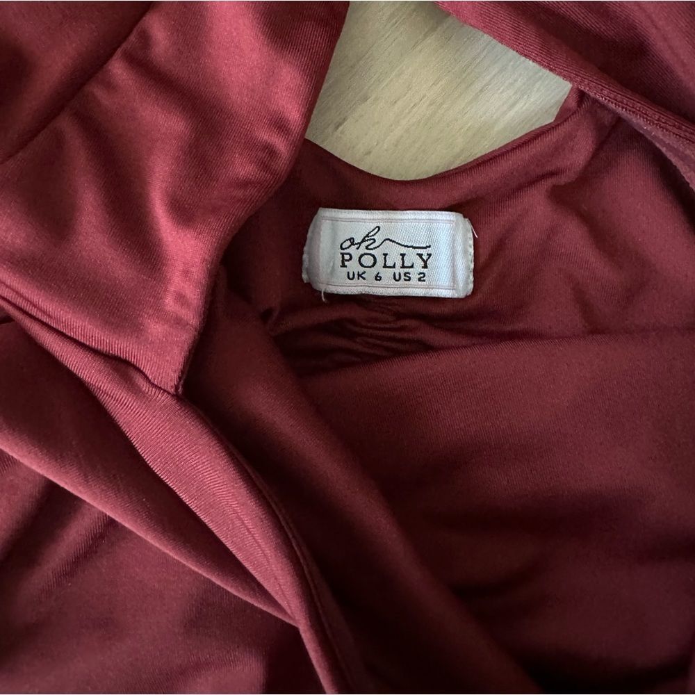 Oh Polly Burgundy Red Ruched Mini Dress - Picture 2 of 3
